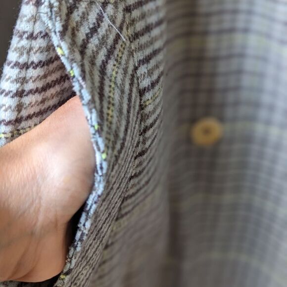 Free People Liberty Wool Duster Coat S Earthy Plaid Raw Edge City To Cabin NWOT - Picture 7 of 14